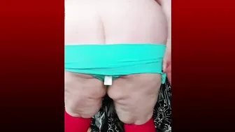 British SSBBW sliding various lingerie over her gigantic booty and