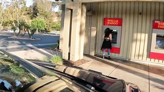 Going to the atm into my transparent bra