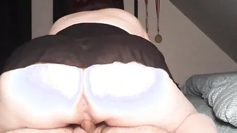Gripping twat riding then getting banged rough from behind