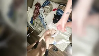 Get a lot of orgasms from 2 dicks inside the cunt at once and they ended up on her