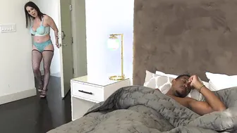 Goddess milf RayVeness has her way with room renter with big black cock