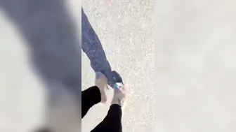 Gf BadCat walking her sub