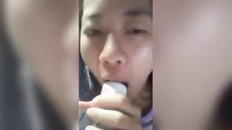 Oriental cunt with mouth alone at home 70