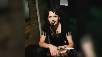 Smoking my cigarette outdoor with my vagina flashing to the