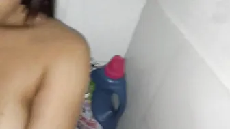 Colombian dark hair stepsister with huge natural boobs loses a bet and now she lets me take care of her soon