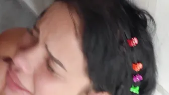 Gigantic Lips Hot Roughly Face Nailed Against the Wall For Facial Cummed Reward