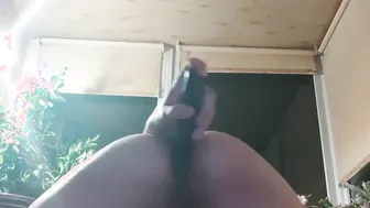 night balcony performance - naked anal vibrator performance