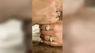 Cute Topless chick into Glasses Jerks off Big Penis into