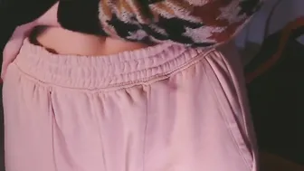 Teens inside sweater taking her leggings off JOI