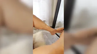 older Hispanic woman with graying unshaved twat huge clitoris liking