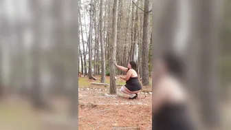 Fat Mommy naked butt worship outdoor piblic forest