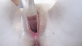 Fucking My Leaking Leaking Vagina With Glass Sex Toy And Squirting