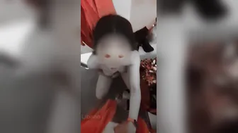 Quickie into a crowded booth and cum inside mouth