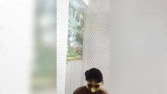 Goddess babe chick is bathing inside the WC. Young sluts