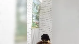 Goddess babe chick is bathing inside the WC. Young sluts
