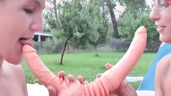 Girls Girls Girls Susi and Funny outdoor with some Dildos