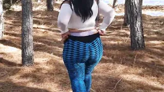 Bae Milf Walking Gigantic BOOTY outdoor forest