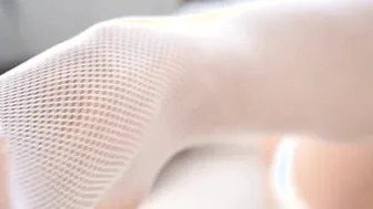 Hot Teen In White Stockings Gets Her Pussy Covered In Cum