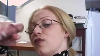 Blonde Inside Glasses Offer Hand Job