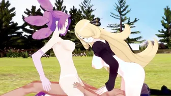 Pokemon Gigantic Boobies 3 way with Cynthia and Fantina