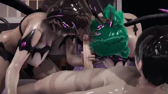 3 Way 2 succubus licking 1 penis [Full Video] 5m