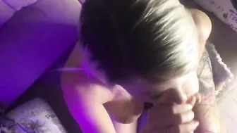 Creampie on the cunt with mouths face. She blown dick deep throat and sat on sex toy