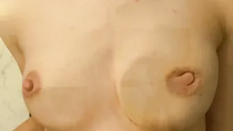 Teenagers Milf having fun with milk titties and vibrator into shower
