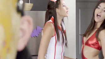 Avi Love Emily Willis Inside Family Costume Party Cumshot