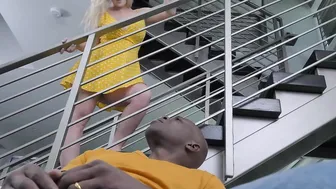 Pretty platinum blonde PAWG Kay Carter getting banged by roommate