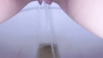 Morning piss inside kinky restroom bowl