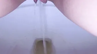 Morning piss inside kinky restroom bowl