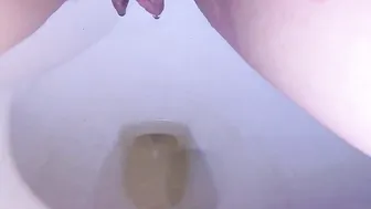 Morning piss inside kinky restroom bowl