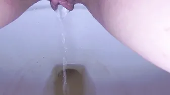 Morning piss inside kinky restroom bowl
