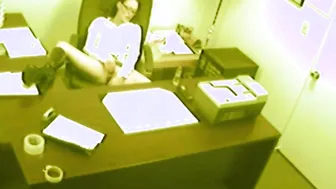 secretary fingering and masturbating pussy at office