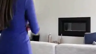 Sexy realtor let her clients test out the bedroom and make a sales