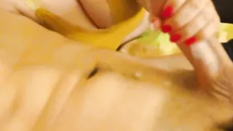 Masturbating a huge penis to a powerful orgasm groaning -