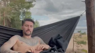 Juicy masturbation on the beach inside a hammock 
