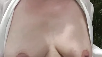 52 yo Stéphanie getting a rough penis for a hardcore sex into the garden