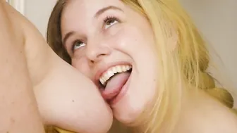 Chubby lesbians lick cunts and asses into the studio