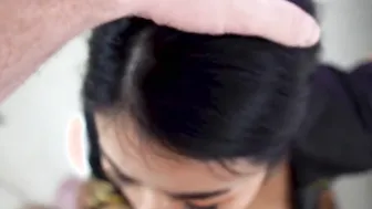 Thai Airhostess Blows Dick with Cum On Jugs
