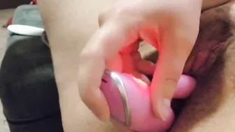 finally fucking my booty with a sex toy while desperate to pissing