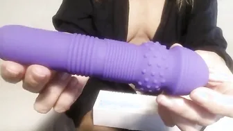 Braless porn video – Nippleringlover vulgar mom unboxing new toy masturbating pierced snatch insane