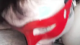 Sexsual BBW blows cock inside the vehicle near the road