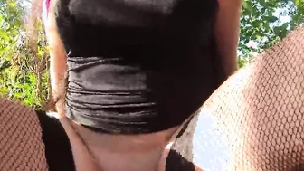 PAWG Punk 19 Yo Dark Haired Banged Outside - point of view