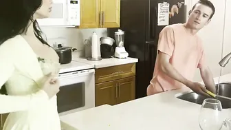 Stepmom Helps Son Tidy Up