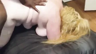 Blonde bbw eating a huge black cock 2