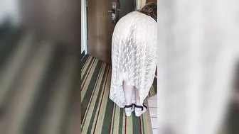 Showing of My Breasts and Booty Plug to the Hotel Staff When I Did the Slutty Door Challenge