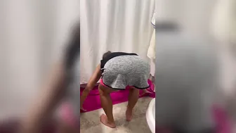 Old woman undressing and spreading booty and having fun with her
