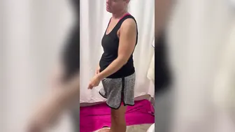 Old woman undressing and spreading booty and having fun with her