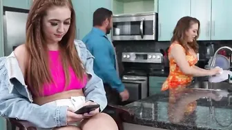 Stepmother  step daughter let stepdad use their pussies for his own satisfaction